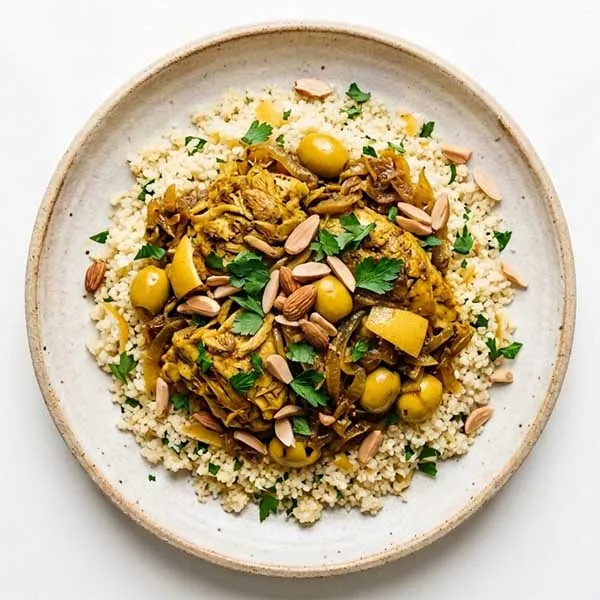 Moroccan Chicken Tagine with Preserved Lemon Cous Cous